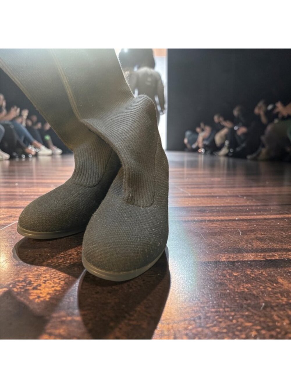 VIVAIA Black Knit Sock Mid-Calf Boots Block Heel Stretch Womens 40